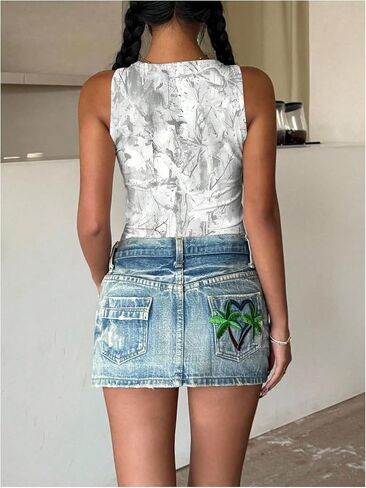 Women's Camo Graphic Tank Top Crewneck Sleeveless Fitted Crop Tops Summer Clothes in Saudi Arabia