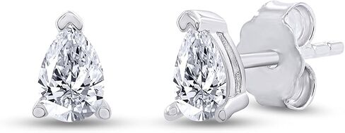 18k Gold Plated Sterling Silver Post Solitaire Stud Earrings | 4X6MM Pear & Oval Moissanite Diamond Stud Earrings for Women | Jewelry Gifts For Her Push Back Earrings in Saudi Arabia