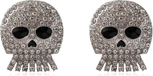 Halloween Skeleton Skull Earrings for Women Gothic Trendy Sparky Punk Cute Rhinestone Crystal Skeleton Skull Stud Earrings Halloween Costume Jewelry Gifts in Saudi Arabia