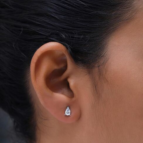 18k Gold Plated Sterling Silver Post Solitaire Stud Earrings | 4X6MM Pear & Oval Moissanite Diamond Stud Earrings for Women | Jewelry Gifts For Her Push Back Earrings in Saudi Arabia