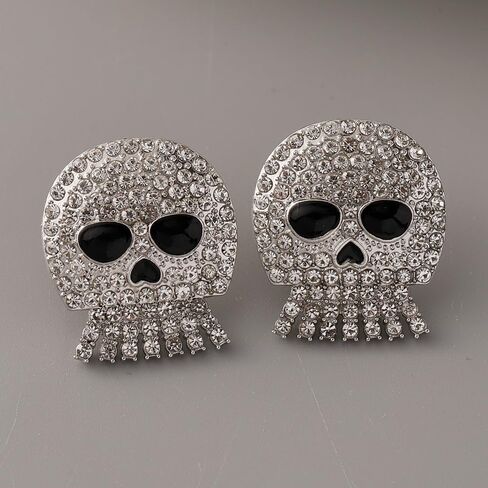 Halloween Skeleton Skull Earrings for Women Gothic Trendy Sparky Punk Cute Rhinestone Crystal Skeleton Skull Stud Earrings Halloween Costume Jewelry Gifts in Saudi Arabia