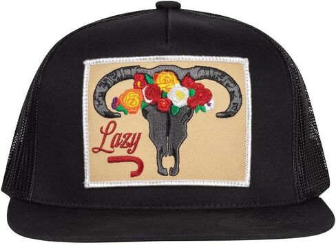 Lazy J Ranch Skull & Flowers Classic Five Panel Trucker Hat - Adjustable Unisex Country Hats, Vintage Trucker Hat in Saudi Arabia