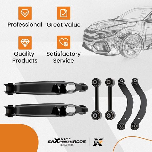 طقم ذراع التحكم الخلفي 6 قطع من maXpeedingrods لسيارة جيب كومباس باتريوت 2007-2017 دودج كاليبر 2007-2012، 2 ذراع جانبي علوي، 2 ذراع تحكم سفلي، 2 ذراع جانبي سفلي in Saudi Arabia