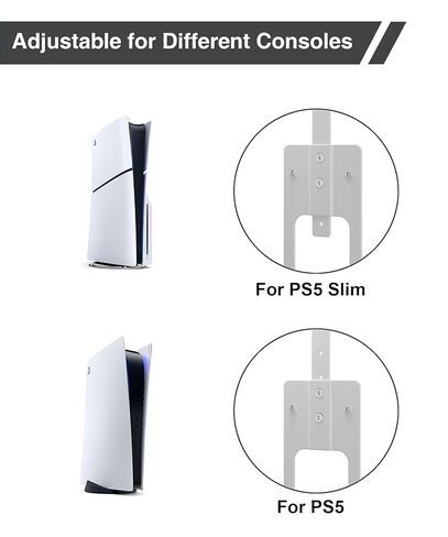 Upgraded Adjustable Console Holder Wall Mount for PS5: Black Gaming Stand for PlayStation 5/PS5 Slim/Pro Digital Disc Edition With 2 Controller Kits Black in Kuwait