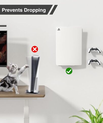 Upgraded Adjustable Console Holder Wall Mount for PS5: Black Gaming Stand for PlayStation 5/PS5 Slim/Pro Digital Disc Edition With 2 Controller Kits Black in Kuwait