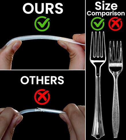 [150 قطعة] شوك بلاستيكية شوكة شفافة شوكة بلاستيكية مقاومة للكسر يمكن التخلص منها شوكة بلاستيكية صديقة للبيئة أدوات بلاستيكية شديدة التحمل in Kuwait