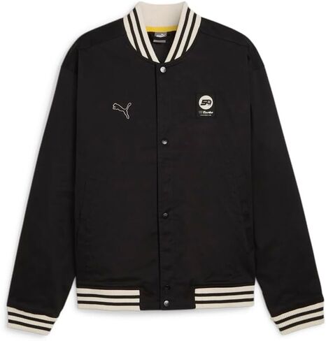 PUMA Mens Porsche Legacy Statement Cotton Crew Neck Button Down Bomber Jacket Athletic Outerwear Casual - Black - Size L in Saudi Arabia