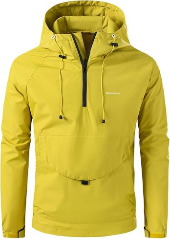 Men's Windproof Water-Resistant Hoodie Windbreaker Jacket Large Front Pocket Adjustable Hood Outdoor Relaxed Fit in Saudi Arabia