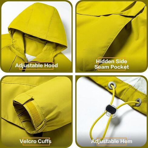Men's Windproof Water-Resistant Hoodie Windbreaker Jacket Large Front Pocket Adjustable Hood Outdoor Relaxed Fit in Saudi Arabia
