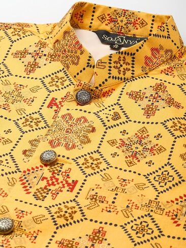 Sojanya (Since 1958 Men'S Cotton Linen Printeded Indian Traditional Ethnic Dresses Only Nehru Jacket in Saudi Arabia