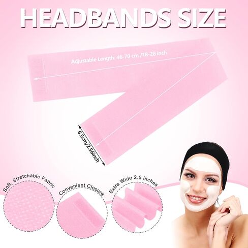 WILLBOND 200 Pieces Disposable Spa Facial Headbands Stretch Non Woven Facial Headband Skin Care Soft Hair Band with Convenient Closure for Women Salons, White in Kuwait