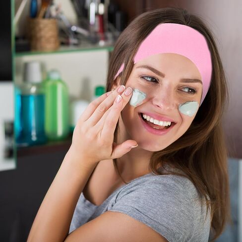 WILLBOND 200 Pieces Disposable Spa Facial Headbands Stretch Non Woven Facial Headband Skin Care Soft Hair Band with Convenient Closure for Women Salons, White in Kuwait