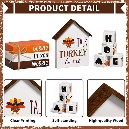 كتب صناعية لعيد الشكر، 8 قطع من كتب ديكور صينية متدرجة الخريف، علامات خشبية، ديكور خشبي ريفي للمزرعة للمنزل والمكتب والمطبخ in Kuwait