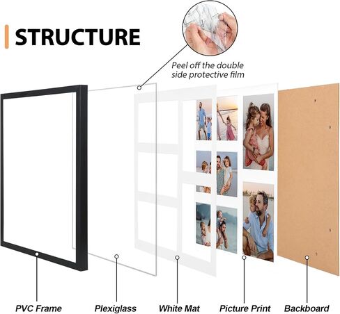إطار صور مجمعة مقاس 8 × 14 من Fixwal مع ثلاث فتحات لعرض صور مقاس 4 × 6، وإطار صور مجمعة مقاس 4 × 6، وإطار حائط للمعرض، وإطارات صور متعددة لديكور الحائط in Saudi Arabia