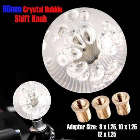 W-POWER JDM Universal Car 60mm Ball Diamond Crystal Bubble Shift Knob for Manual Automatic Vehicles 5 6 Speed Gear Shifter with adapters (Red) in Saudi Arabia
