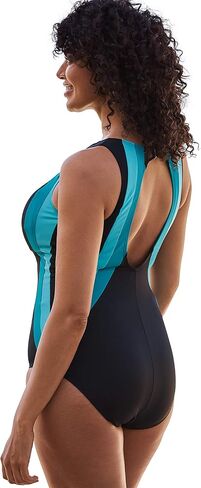 Swim 365 Women's Plus Size Colorblock One-Piece Swimsuit with Shelf Bra in Saudi Arabia