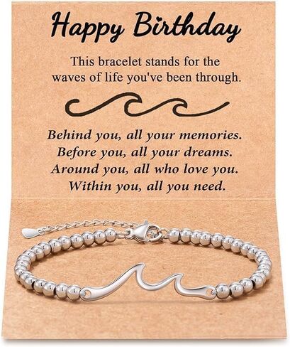 Gifts for Women - Best Friend Birthday Gifts for Women, Through The Waves of Life, Happy Birthday Bracelet for Women Mom Friend Sister Daughter Grandma, Unique Gifts Jewelry in Saudi Arabia