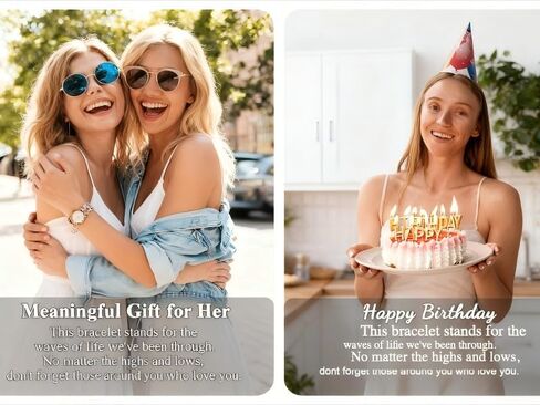 Gifts for Women - Best Friend Birthday Gifts for Women, Through The Waves of Life, Happy Birthday Bracelet for Women Mom Friend Sister Daughter Grandma, Unique Gifts Jewelry in Saudi Arabia