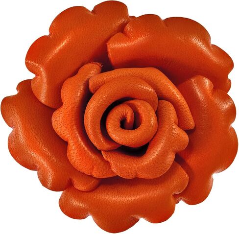 AeraVida Enchanted Genuine Leather Rose Blossom Brooch Pin & Hair Clip | Floral Handmade Accessory for Women | Colorful Pink, Yellow, or Orange Flower Pin for Hair, Dress, or Lapel in Saudi Arabia