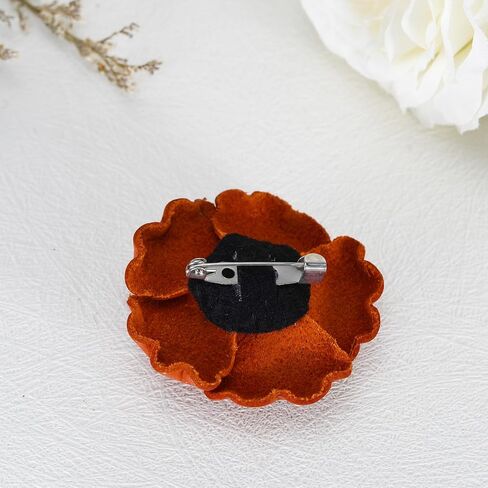 AeraVida Enchanted Genuine Leather Rose Blossom Brooch Pin & Hair Clip | Floral Handmade Accessory for Women | Colorful Pink, Yellow, or Orange Flower Pin for Hair, Dress, or Lapel in Saudi Arabia
