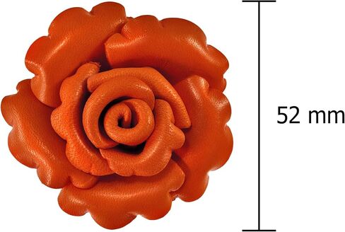 AeraVida Enchanted Genuine Leather Rose Blossom Brooch Pin & Hair Clip | Floral Handmade Accessory for Women | Colorful Pink, Yellow, or Orange Flower Pin for Hair, Dress, or Lapel in Saudi Arabia