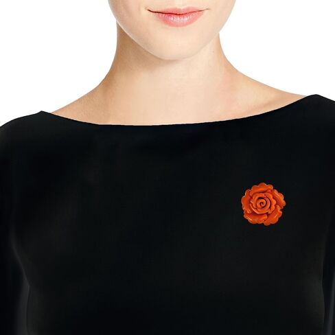 AeraVida Enchanted Genuine Leather Rose Blossom Brooch Pin & Hair Clip | Floral Handmade Accessory for Women | Colorful Pink, Yellow, or Orange Flower Pin for Hair, Dress, or Lapel in Saudi Arabia