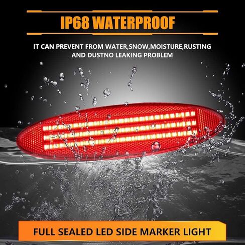 Rear Fender LED Side Marker Lights [3 Light Beads 50 SMD Chips Super Bright] for Chevro-let Chevy Corvette C5 Z06 1997-2004, Red Lens Side Bumper Lamps Red LED Turn Signal Lights, 2 PCS in Kuwait