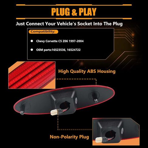 Rear Fender LED Side Marker Lights [3 Light Beads 50 SMD Chips Super Bright] for Chevro-let Chevy Corvette C5 Z06 1997-2004, Red Lens Side Bumper Lamps Red LED Turn Signal Lights, 2 PCS in Kuwait
