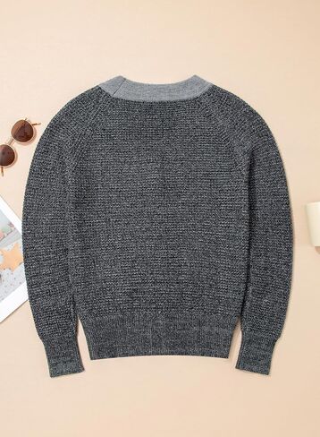 Sidefeel Women's Contrast Knit Cardigan Sweaters Casual Long Sleeve Open Front Button Down Trendy Jackets Outerwear in Saudi Arabia