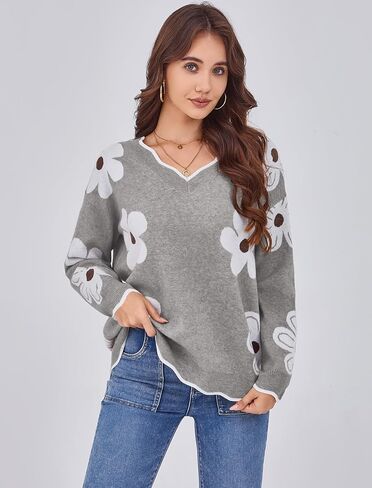 Arolina Oversized Sweaters for Women 2025 Casual Loose Long Sleeve V Neck Knitted Pullover Tops Fall Outfits Clothes in Saudi Arabia