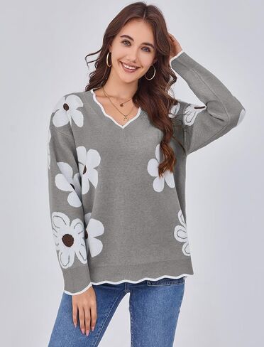 Arolina Oversized Sweaters for Women 2025 Casual Loose Long Sleeve V Neck Knitted Pullover Tops Fall Outfits Clothes in Saudi Arabia