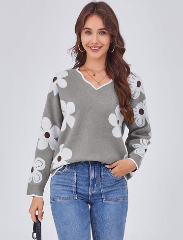 Arolina Oversized Sweaters for Women 2025 Casual Loose Long Sleeve V Neck Knitted Pullover Tops Fall Outfits Clothes in Saudi Arabia