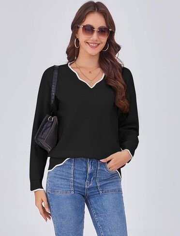 Arolina Oversized Sweaters for Women 2025 Casual Loose Long Sleeve V Neck Knitted Pullover Tops Fall Outfits Clothes in Saudi Arabia