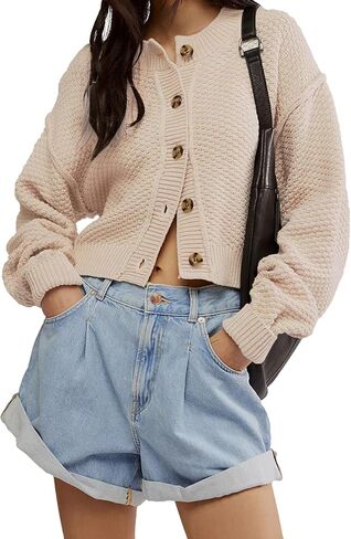 Cardigan Sweaters for Women,Long Sleeve Button Down Lightweight Cropped Short Cardigan in Saudi Arabia