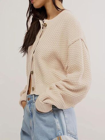 Cardigan Sweaters for Women,Long Sleeve Button Down Lightweight Cropped Short Cardigan in Saudi Arabia