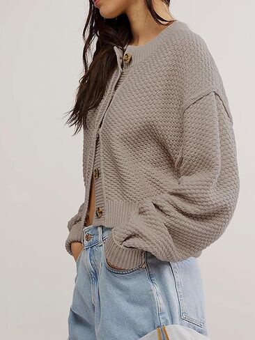 Cardigan Sweaters for Women,Long Sleeve Button Down Lightweight Cropped Short Cardigan in Saudi Arabia