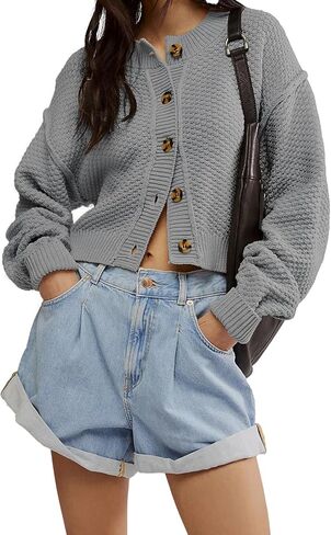Cardigan Sweaters for Women,Long Sleeve Button Down Lightweight Cropped Short Cardigan in Saudi Arabia