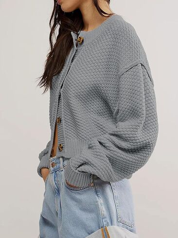 Cardigan Sweaters for Women,Long Sleeve Button Down Lightweight Cropped Short Cardigan in Saudi Arabia