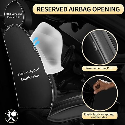 Fit Corolla Cross Car Seat Covers for Toyota Corolla Cross 2022-2026 - Luxury Leather, Anti-Slip, All-Weather Seat Cushions, Waterproof & Breathable, Airbag Compatible, Full 5-Seat Set (Black) in Saudi Arabia