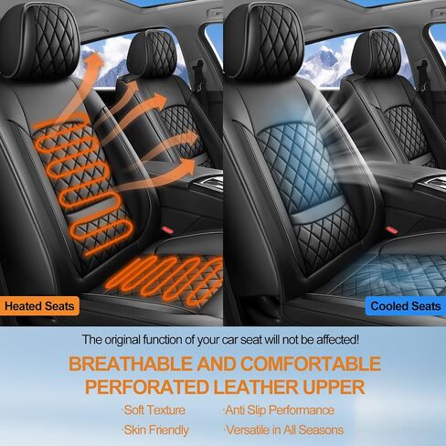 Fit Corolla Cross Car Seat Covers for Toyota Corolla Cross 2022-2026 - Luxury Leather, Anti-Slip, All-Weather Seat Cushions, Waterproof & Breathable, Airbag Compatible, Full 5-Seat Set (Black) in Saudi Arabia