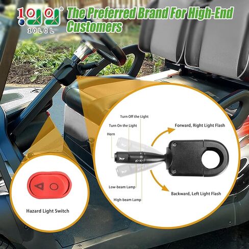 10L0L Headlights and Tail Light Kit for EZGO RXV 2008-2015 Golf Cart, with Turn Signal Switch Horn Button, Blinker & Brake Light Switch Pad in Kuwait