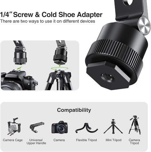 elitehood Magnetic Magsafe Tripod Phone Mount Holder, Foldable Phone Holder for Tripod Attachment with 1/4" Screw & Cold Shoe, All Aluminum iPhone Mount Adapter for Recording Shooting Vlogging in Saudi Arabia