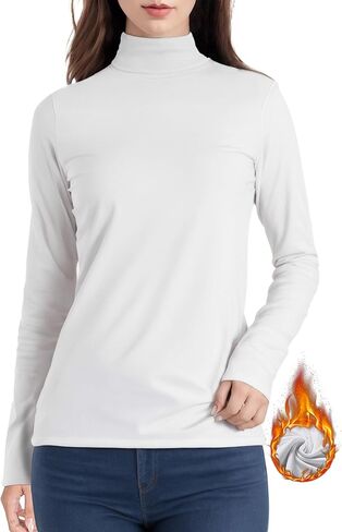 Womens Long Sleeve Turtleneck Thermal T-Shirts Mock Neck Underwear Fashion Tops for Winter Cold Weather in Saudi Arabia
