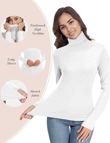 Womens Long Sleeve Turtleneck Thermal T-Shirts Mock Neck Underwear Fashion Tops for Winter Cold Weather in Saudi Arabia
