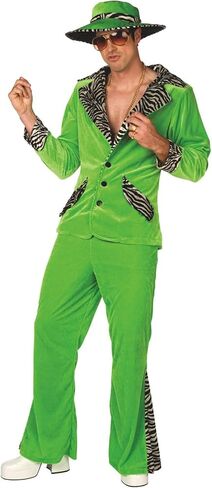 زي Morph الرجالي Green Pimp، بدلة القواد في السبعينيات، زي الهالوين للرجال البالغين in Saudi Arabia