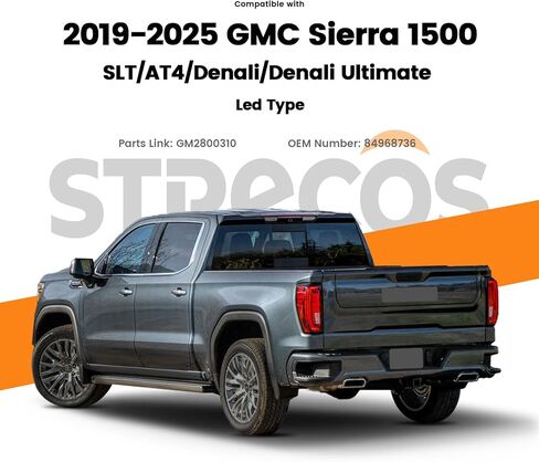 ضوء الذيل متوافق مع 2019 2020 2021 2022 2023 2024 2025 GMC Sierra 1500 2500HD 3500HD مجموعة مصابيح الفرامل الخلفية الهالوجين الخلفية مع مصابيح استبدال OEM #84968737 (جانب الركاب الأيمن) in Kuwait