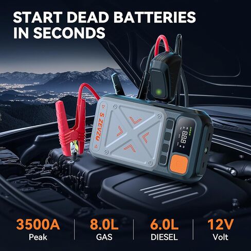 Jump Starter 1000A Peak Portable Jump Starter for Car (Up to 7.0L Gas/5.5L Diesel Engine) 12V Auto Battery Booster Pack with Smart Clamp Cables, USB Charge, LED Flashlight Jump Box in Saudi Arabia