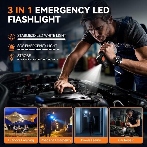 Jump Starter 1000A Peak Portable Jump Starter for Car (Up to 7.0L Gas/5.5L Diesel Engine) 12V Auto Battery Booster Pack with Smart Clamp Cables, USB Charge, LED Flashlight Jump Box in Saudi Arabia