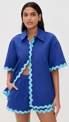 English Factory Women's Scallop Detailed Short Sleeves Shirt in Saudi Arabia