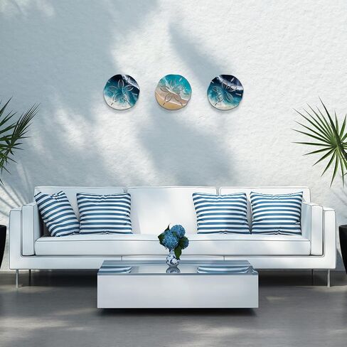 Jetec Sand Dollar Wall Decor 3 Pcs Beach Coastal Wall Art Wood Outdoor Ocean Sand Dollars Decor Wooden Art Teal Seafoam Decoration for Home Bathroom Decoration (Delicate Style) in Saudi Arabia